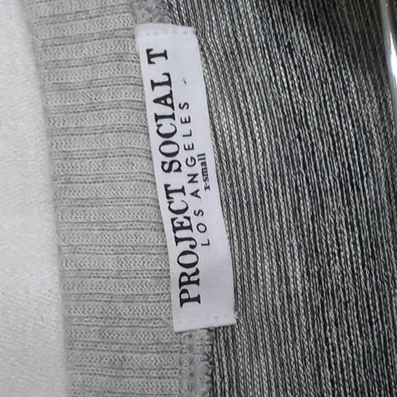 Project Social T Grey Striped Fleece Long Sleeve Tee Size Extra Small **FLAWED** - Picture 2 of 6
